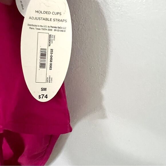 NWT New Mynah One Piece Halter Swimsuit Magenta Faux Belt Small Pink - Picture 5 of 7